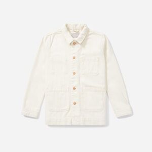 Everlane The Denim Chore Jacket Thin Barn Coat Cream/Bone Pocket Button Up